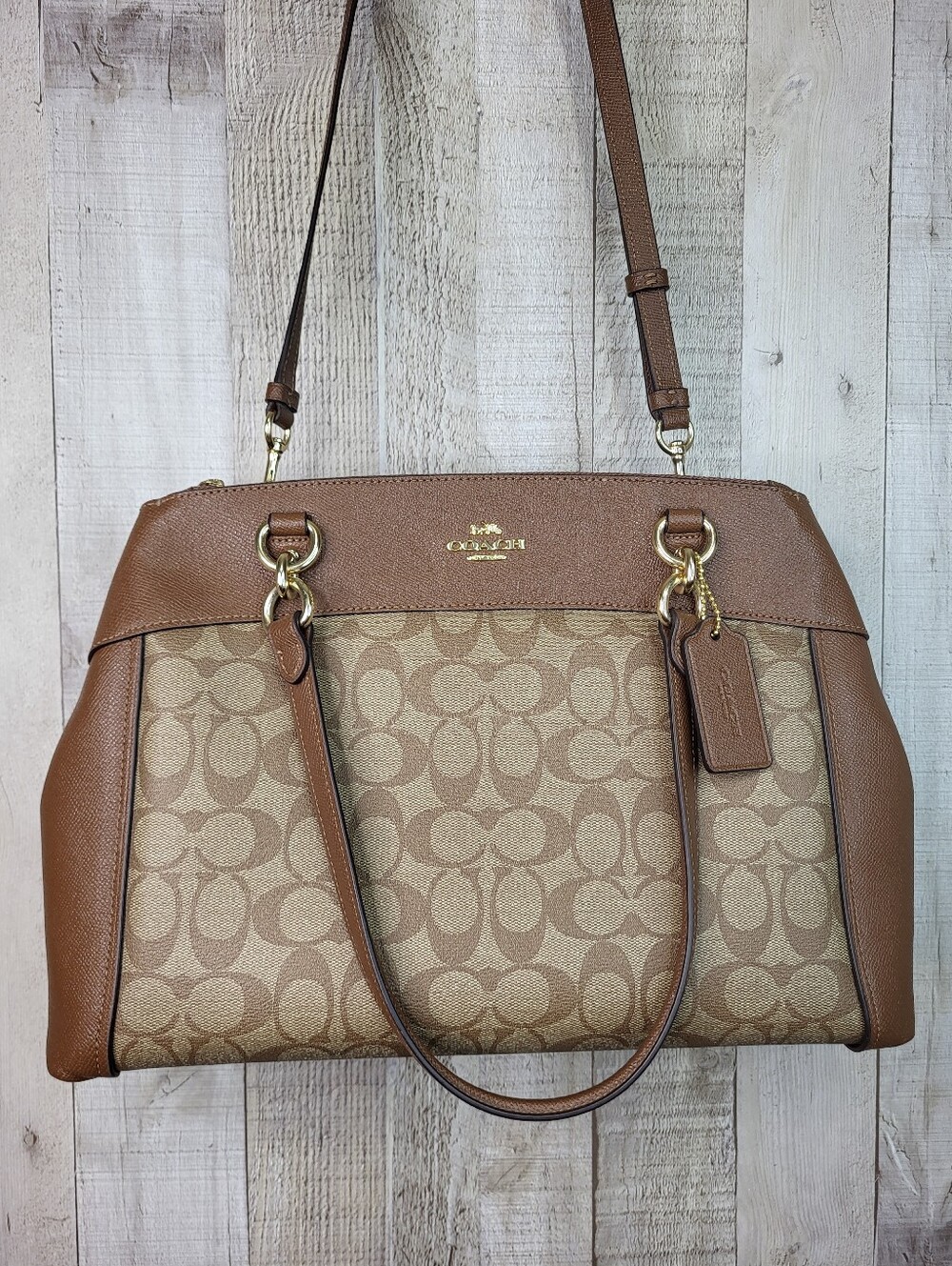 Coach Brown Signature Canvas and Leather Tote F26140.